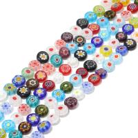 Millefiori Slice Lampwork Beads, Millefiori Lampwork, Flat Round, DIY mixed colors Approx 15 Inch 