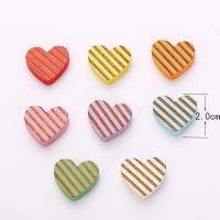 Painted Wood Beads, Schima Superba, Heart, stoving varnish, DIY & no hole & stripe 20mm 
