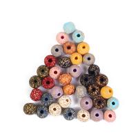 Perles en bois peintes, Rond, gravé, DIY, couleurs mélangées, 10mm, Vendu par PC