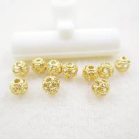 Hollow Brass Beads, plated, DIY, golden, 4mm 