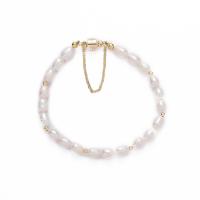 Pulseras de la perla, Perlas cultivadas de agua dulce, con aleación de zinc, para mujer, color mixto, 8x6mm, longitud:14-19 cm, Vendido por UD