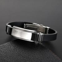Leatheroid Cord Bracelets, Titanium Steel, with Leather & Zinc Alloy, plated, anti-fatigue & for woman, black .5 cm 