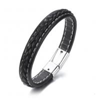 PU Leather Cord Bracelets, Zinc Alloy, with PU Leather, plated, Unisex cm 