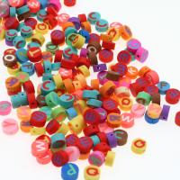 Perles bijoux Fimo , argile de polymère, Rond, DIY & avec le motif de lettre, plus de couleurs à choisir Vendu par sac