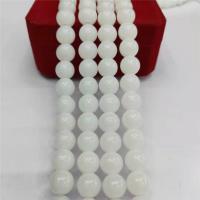 Gefärbter Marmor Perlen, rund, poliert, Nachahmung jade & DIY & verschiedene Größen vorhanden, weiß, verkauft von Strang