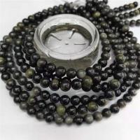 Schwarze Obsidian Perlen, rund, poliert, DIY & verschiedene Größen vorhanden, keine, verkauft von Strang