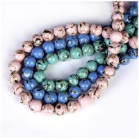 Perles en turquoises naturelles, turquoise de veine d'or, avec coquille, Rond, poli, DIY & normes différentes pour le choix, plus de couleurs à choisir, Vendu par brin