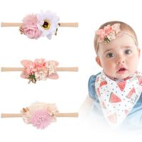 Mode Bébé Bandeau, Soie, fleur, fait à la main, pour les enfants & styles différents pour le choix, couleurs mélangées, 76mm, Vendu par PC
