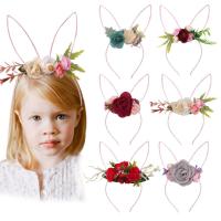 Enfants Bijoux bande de cheveux, tissu, fleur, fait à la main, pour les enfants & styles différents pour le choix, couleurs mélangées Vendu par PC