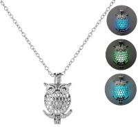Luminated Necklace, Zinc Alloy, Owl, platinum color plated, oval chain & for woman & hollow Approx 23.6 Inch 