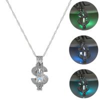 Luminated Necklace, Zinc Alloy, Dollar Sign, platinum color plated, oval chain & for woman & hollow Approx 17.7 Inch 
