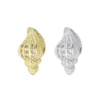 Cubic Zirconia Micro Pave Brass Beads, Shell, plated, micro pave cubic zirconia Approx 1mm 