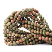 Unakit Perlen, Unakite, rund, poliert, DIY, gemischte Farben, Länge:38 cm, verkauft von Strang