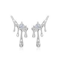 Cubic Zircon Brass Earring, fashion jewelry & for woman & with cubic zirconia, silver color 