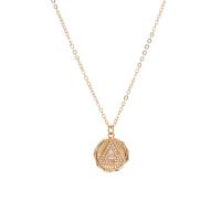 Cubic Zircon Micro Pave Brass Necklace, with 1.96inch extender chain, Flat Round, gold color plated, oval chain & micro pave cubic zirconia & for woman Approx 16.5 Inch 