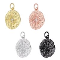 Cubic Zirconia Micro Pave Brass Pendant, plated, micro pave cubic zirconia & hammered Approx 3mm 