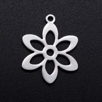 Stainless Steel Flower Pendant, 201 Stainless Steel, Vacuum Ion Plating, fashion jewelry & polished & DIY 