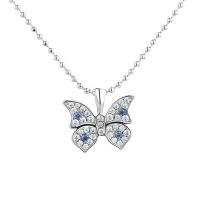 Cupronickel Necklace, with 1.97Inch extender chain, Butterfly, plated, micro pave cubic zirconia & for woman Approx 15.75 Inch 