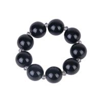 Resin Bracelets, Round, for woman, black, 17mm Approx 7.5 Inch 