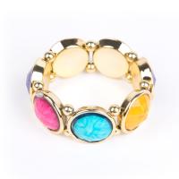 Zinc Alloy Resin Bracelets, with Zinc Alloy, Round, gold color plated, vintage & for woman & faceted, multi-colored, 21mm Approx 7.5 Inch 