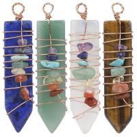 Pendentifs pierres gemmes mixtes , pierre gemme, avec laiton, Placage de couleur d'or, différents matériaux pour le choix, plus de couleurs à choisir Vendu par PC