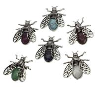 Zinc Alloy Jewelry Brooch, Gemstone, with Zinc Alloy, Insect 