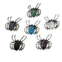 Zinc Alloy Jewelry Brooch, Gemstone, with Zinc Alloy, Spider 
