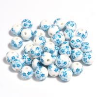 Impression de porcelaine, perles, porcelaine, Rond, DIY, couleurs mélangées, 10mm Vendu par sac