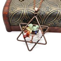 Gemstone Chip Necklaces, Natural Stone, with Brass, Hexagram, antique copper color plated, tree of life design & Unisex 50mm Approx 20.47 Inch 