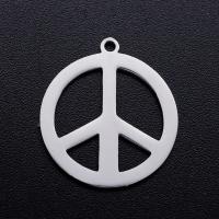 Colgante de acero inoxidable paz Logo, Acero inoxidable 201, Logo de la paz, Recubrimiento iónico al vacío, Joyería & pulido & Bricolaje, más colores para la opción, 21x19mm, 5PCs/Bolsa, Vendido por Bolsa