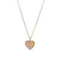 Cubic Zircon Micro Pave Brass Necklace, with 1.96inch extender chain, Heart, gold color plated, oval chain & micro pave cubic zirconia & for woman Approx 16.5 Inch 
