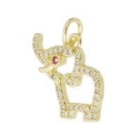 Cubic Zirconia Micro Pave Brass Pendant, Elephant, gold color plated, micro pave cubic zirconia & hollow Approx 3mm 