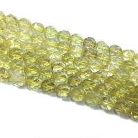 Versilberte Einzelader Murano Europa Perlen, Zitronenquarz, rund, Star Cut Faceted & DIY, gelb, Länge:ca. 39 cm, verkauft von Strang