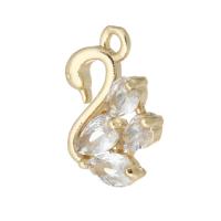 Cubic Zirconia Micro Pave Brass Pendant, Swan, gold color plated, micro pave cubic zirconia Approx 1mm 