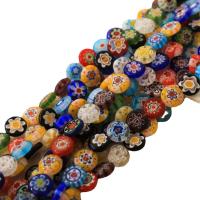 Millefiori Scheibe Lampwork Perlen, Millefiori Lampwork, flache Runde, DIY, gemischte Farben, Länge:ca. 38 cm, verkauft von Strang