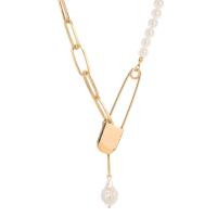 Collier de perles en plastique, alliage de zinc, avec perle de plastique, plaqué de couleur d'or KC, bijoux de mode & pour femme Environ 21.6 pouce, Vendu par PC
