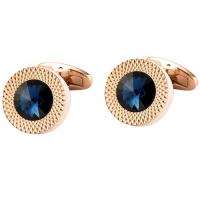Brass Cufflinks, with CRYSTALLIZED™, Round, rose gold color plated, for man, 18mm 