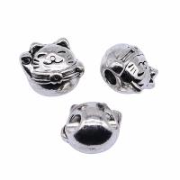 Zinc Alloy Large Hole Beads, Fortune Cat, plated, DIY, silver color 