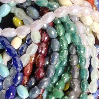 Ovale Kristallperlen, Kristall, DIY & imitiertes Porzellan & facettierte, mehrere Farben vorhanden, 10x15mm, Länge:ca. 38 cm, 50PCs/Strang, verkauft von Strang