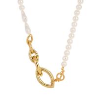 Collier de perles en plastique, alliage de zinc, avec perle de plastique, plaqué de couleur d'or KC, bijoux de mode & pour femme Environ 19.6 pouce, Vendu par PC