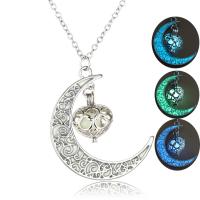 Luminated Necklace, Zinc Alloy, with 1.96inch extender chain, Moon, platinum color plated, for woman & hollow Approx 17.7 Inch 