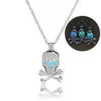 Luminated Necklace, Zinc Alloy, Skull, platinum color plated, for woman & hollow Approx 17.7 Inch 