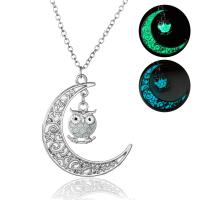 Luminated Necklace, Zinc Alloy, with 1.96inch extender chain, Owl, antique silver color plated, for woman & hollow Approx 17.7 Inch 