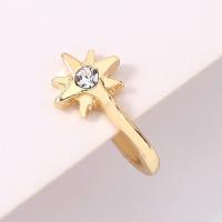 Nose Piercing Jewelry, Zinc Alloy, Eight Point Star, gold color plated, for woman & with rhinestone 