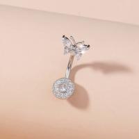 Belly Ring Jewelry, Brass, Butterfly, platinum color plated, micro pave cubic zirconia & for woman 