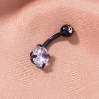 Belly Ring Jewelry, Brass, plated, micro pave cubic zirconia & for woman, black 