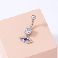 Belly Ring Jewelry, Brass, Evil Eye, platinum color plated, micro pave cubic zirconia & for woman & hollow 