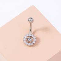 Belly Ring Jewelry, Brass, Star, platinum color plated, micro pave cubic zirconia & for woman & hollow 