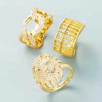 Cubic Zirconia Micro Pave Brass Finger Ring, 18K gold plated, Unisex & micro pave cubic zirconia 