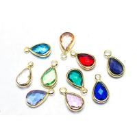 Crystal Brass Pendants, with Brass, Teardrop, plated, fashion jewelry & DIY & for woman & faceted 